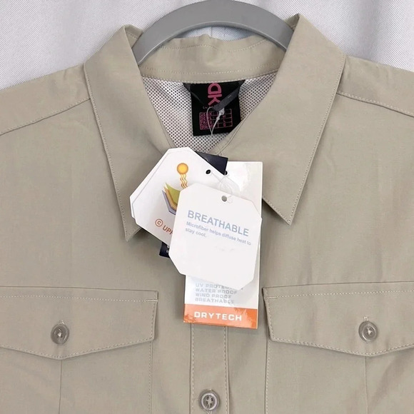 New Little Donkey Andy Dry Tech Button Up Short Sleeve Top Size M - Picture 4 of 6